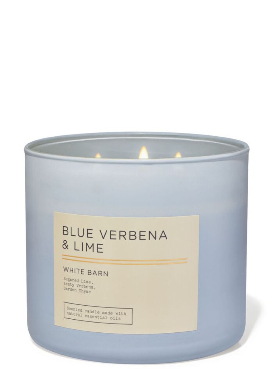 Bath & Body Works 3-Wick Candles | Blue Verbena & Lime